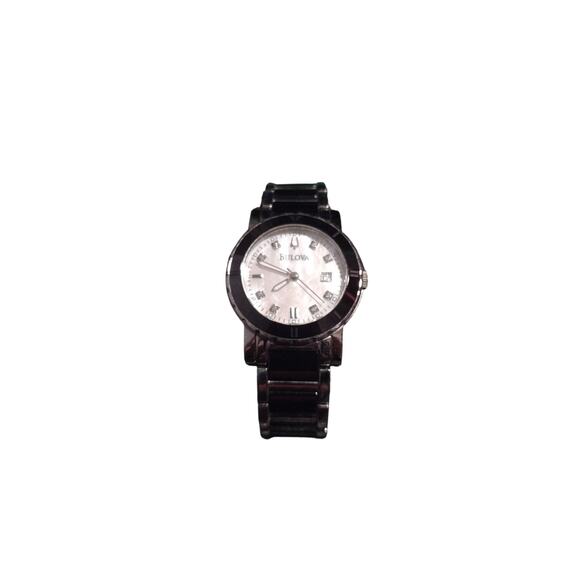Bulova Highbridge 98P122 Women\'s Diamond Watch - White MOP Dial - 2-Tone Ceramic